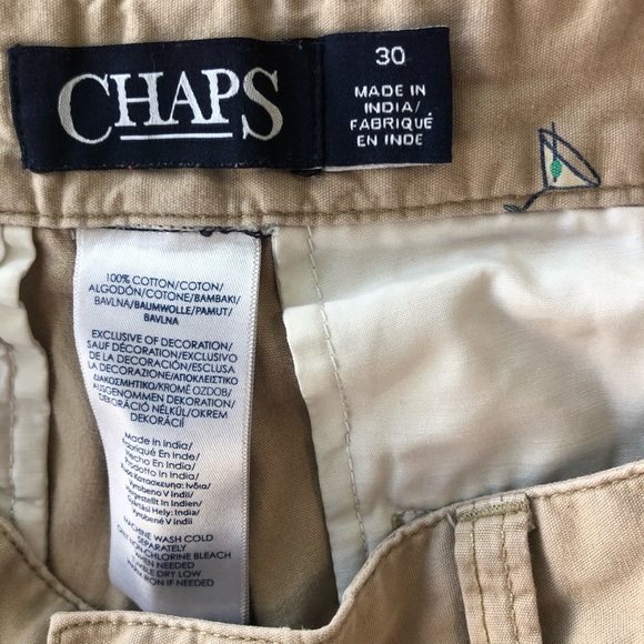 Chaps Khaki Shorts W/Martini Print 30 - Picture 4 of 4